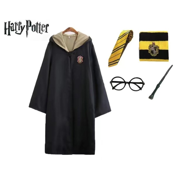 Costum de carnaval Harry Potter, set Hufflepuff 5 piese, XL