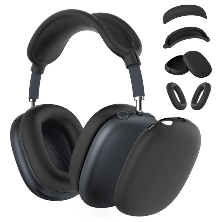 5 db matt szilikon védőtok készlet AirPods Max fejhallgatóhoz, Lunniquee, fekete, víz- és karcálló