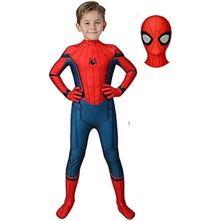 Costum de cosplay Spider-Man pentru copii, cu accesorii, marimea 140, 130x140cm