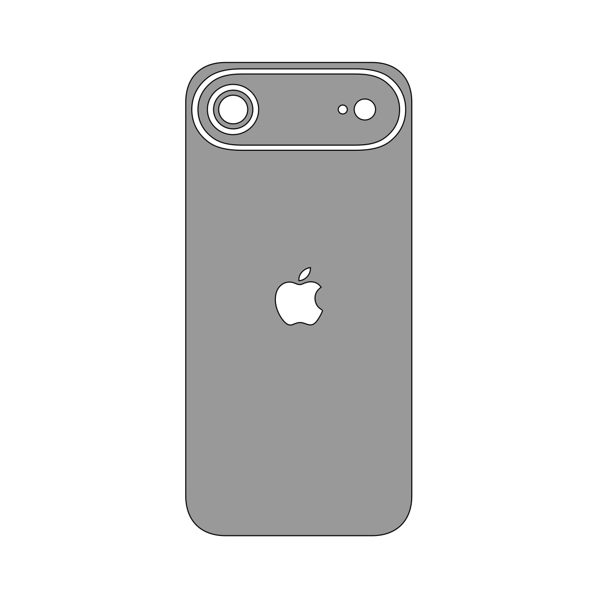 Folie iSkinz pentru Apple iPhone 17 Air - Negru Mat, Simple Cut, Skin AdezivCover, Protectie pentru Carcasa Spate