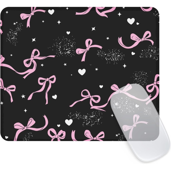 Mousepad Cute Fundita, Impermeabil, Antiderapant, Negru, 24x20 cm