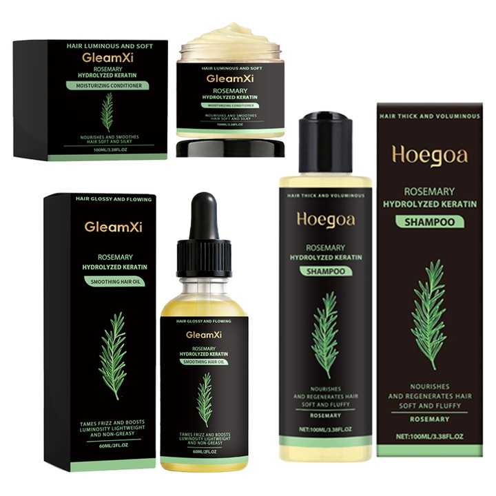 Комплект шампоан и балсам за коса, розмарин, 100мл шампоан + 100гр балсам + 60мл олио за коса, GleamXi