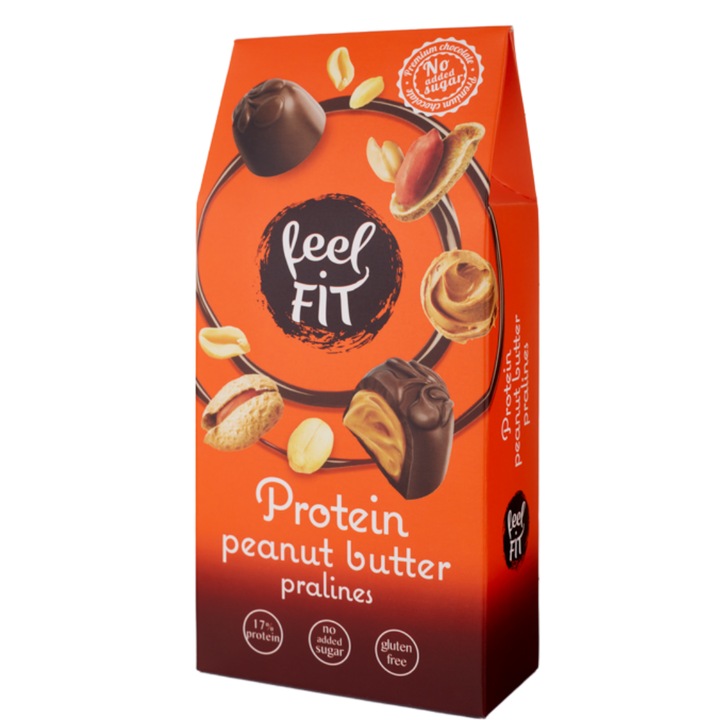 Praline proteice Feel Fit cu unt de arahide, fara zahar, fara gluten, 66g