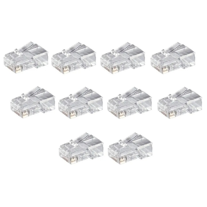 Set 10 mufe internet RJ45 CAT5 8p8c cablu push rotund Goobay 58627-10