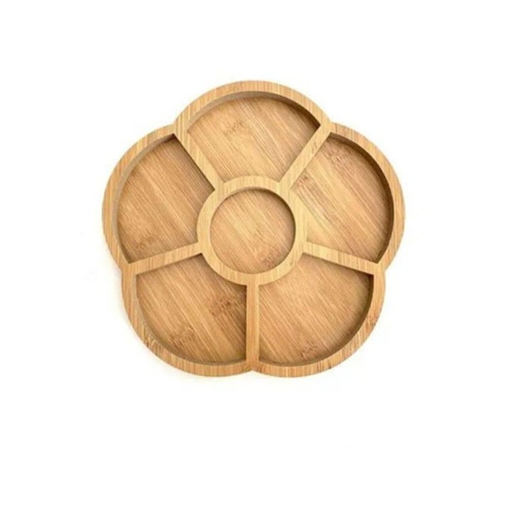 Platou comaprtimentat din bambus, 24 x 24 x 1.5 cm, Wei A11064
