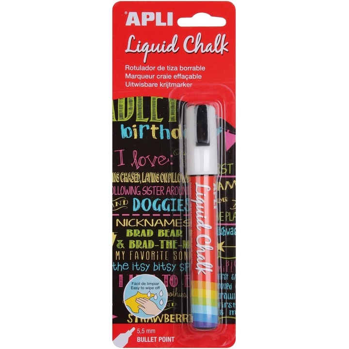 Marker Creta Lichida Apli, varf 5.5mm, alb, 1 bucata