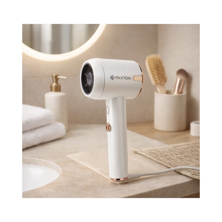 Сешоар, Paxton, 1800 W, 1 скорост, 3 температурни настройки, струя студен въздух, защита от прегряване, бял, 1.8м кабел