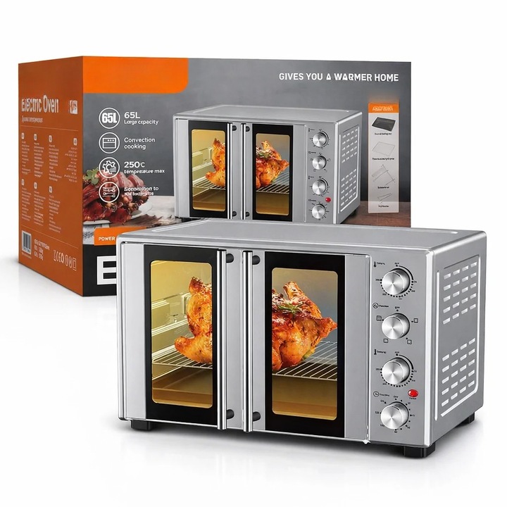 Cuptor Electric 65L, 3000W, Convectie, Rotisor, Timer 120 min