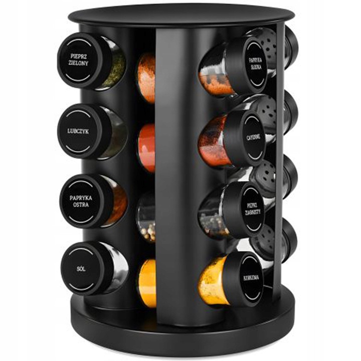 Въртящ се органайзер за подправки с 16 буркана, модерен кухненски рафт, спестяващ място