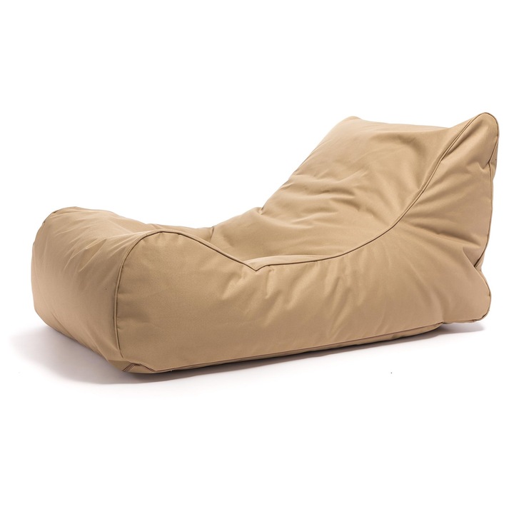 Пуф Фотьойл Ecopuf Master Полиестер, Удобен Шезлонг за Външно и Вътрешно Ползване, с Отделение за Съхранение и Дръжка, Издръжлив Материал, Стол за Релакс, Размери 115x65x60cm, Бежов Nc17