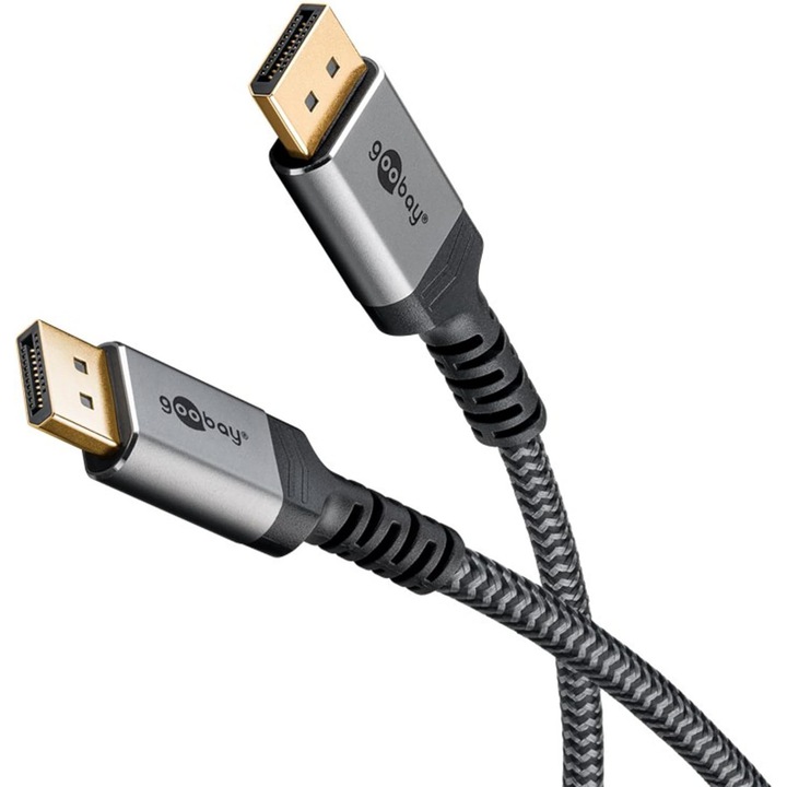 Cablu goobay DisplayPort 2.1, 8K/144Hz, 1m, Metal, Rezolutie 10K