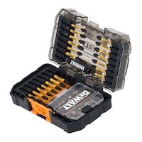 Set de insurubare 51 piese cu adaptor biti magnetic de impact DeWALT DT70908T, editie speciala McLaren, FLEXTORQ, 25mm (PZ2x10, PZ3x5, T20x5, T25x5, T30x5), 57mm (PH1, PH2x2, PH3, PZ1, PZ2x7, PZ3x4, T20x2, T25x2), sistem Tough Case