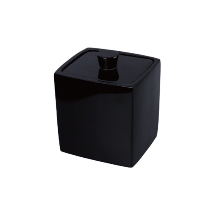 Recipient saruri de baie, EASTON, patrat, finisaj negru lucios, 90x80x100mm