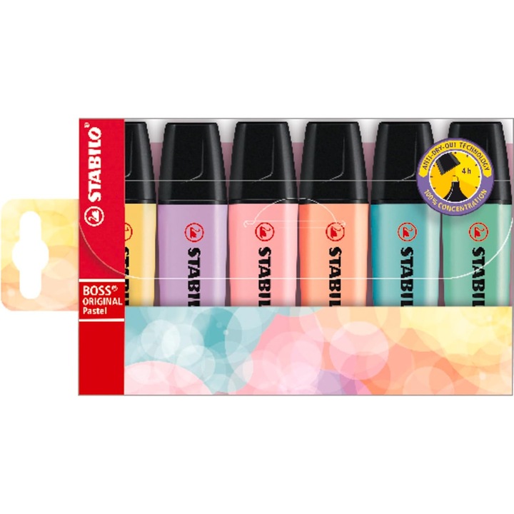 Комплект от 6 маркера STABILO BOSS ORIGINAL Pastel - Деликатни цветове