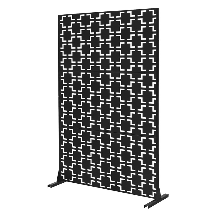 Paravan decorativ Milano, 3 panouri pliabile, metalic, negru mat, 120x180cm