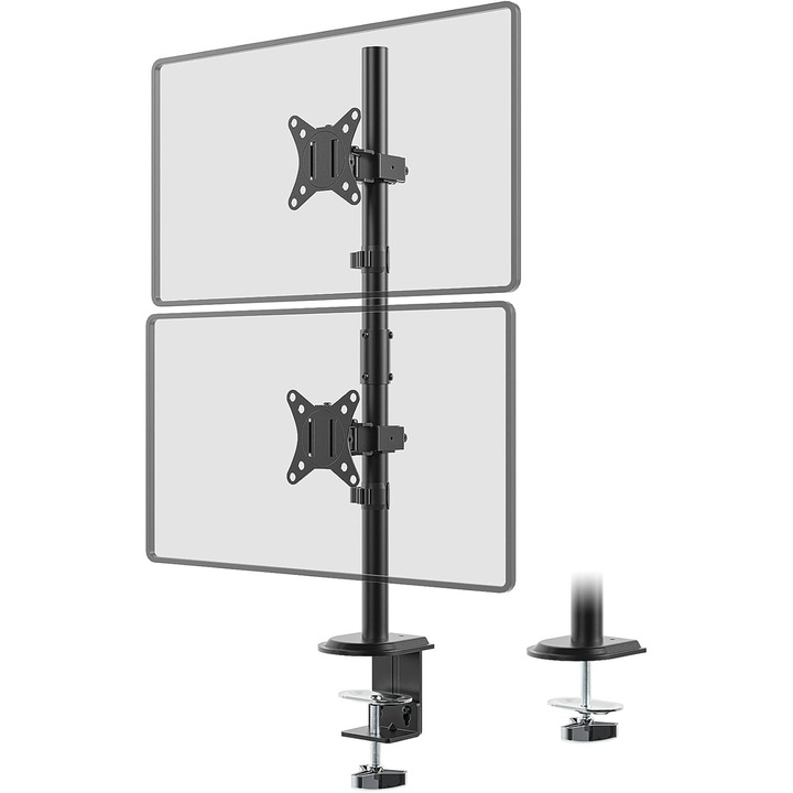 Dupla Függőleges Monitor Tartó 80cm, 2 Monitorhoz 17-32 Inch, 9kg
