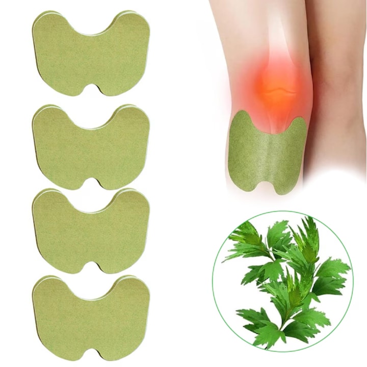 Set 120 Plasturi Genunchi TrioStore® Cu Pelin Natural, Plasturi Genunchi Pentru Ameliorarea Durerii, Plasturi Pentru Dureri Articulare Si Musculare, Efect Pana La 12 Ore, Rezistenti La Apa, Design Ergonomic, Portabili, 130 x 100 mm Verde