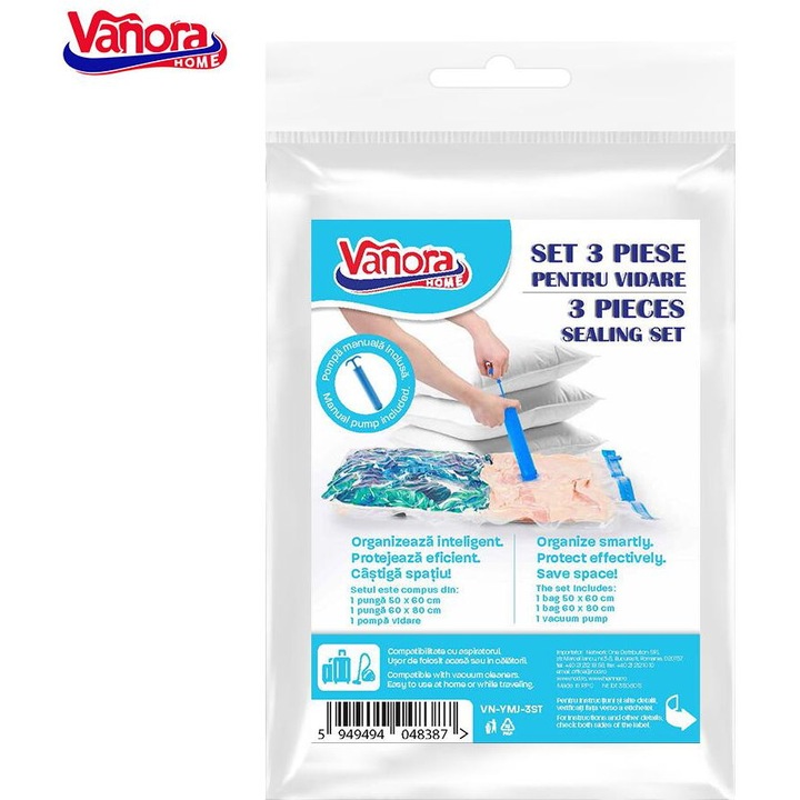 Set 3 saci pentru vidat, Vanora, transparent