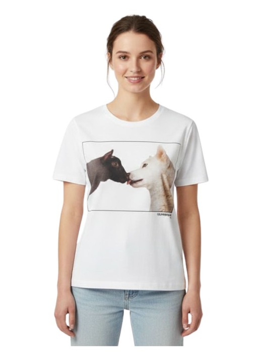 Tricou dama United Colors of Benetton, imprimeu artistic, bumbac/modal, multicolor, XS INTL