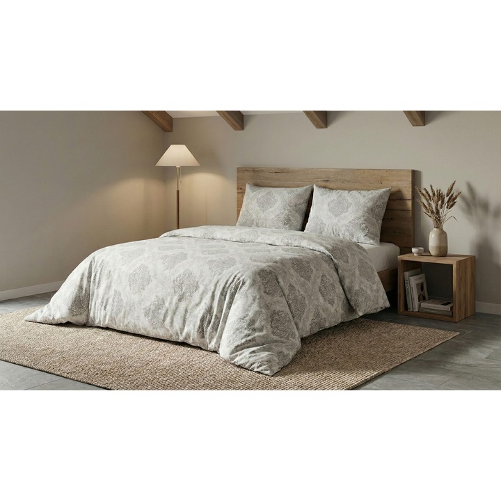 Ranforce Cotton Pro 100% pamut ágynemű, 1 személyes huzattal, 3 részes Elegáns Bézs/Szürke RCP57