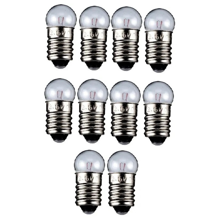 Комплект 10 крушки E10 3.7V Goobay, топла бяла светлина, 24x12мм