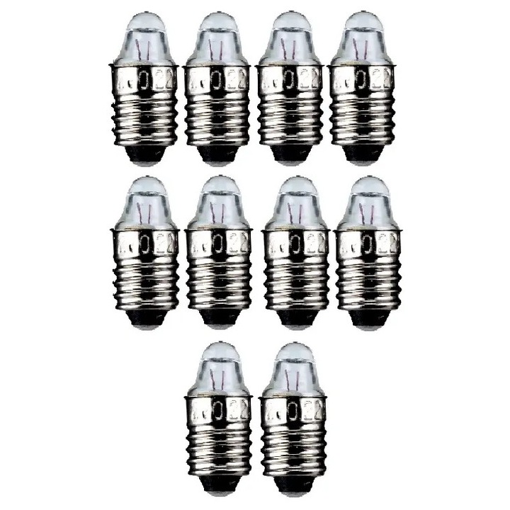 Комплект 10 крушки E10 Goobay 3.7V 0.3A с леща, топло бяла 2700K, 24x9.5мм