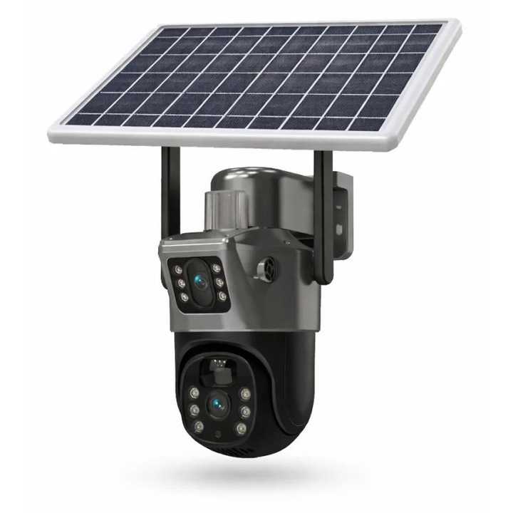 Камера за наблюдение V380 PRO, 4G свързаност, 2 обектива, PTZ въртяща се, 9MP Ultra HD