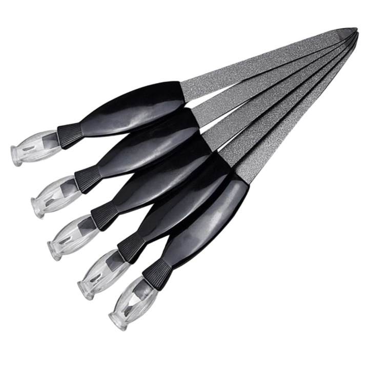 Set 5 Pile Unghii cu Chiureta Rozane, Granulatie Medie, Negru, Maner Ergonomic