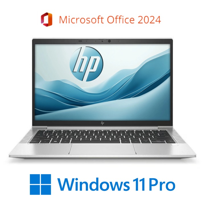 HP EliteBook 835 Laptop, AMD Ryzen 5 PRO 5650U, 24GB DDR4 Memória, 1000GB SSD, 13.3" FullHD kijelző, Ezüst, Magyar billentyűzet, Böngésző, Vírusirtó, Windows 11 Pro + Office 24 Pro csomag