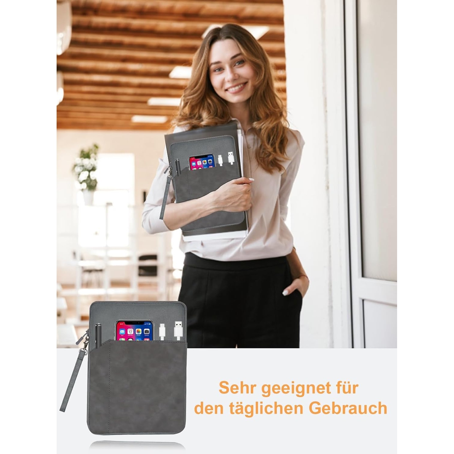 Husă tabletă daunke, protecție impermeabilă, 7 inch, gri închis