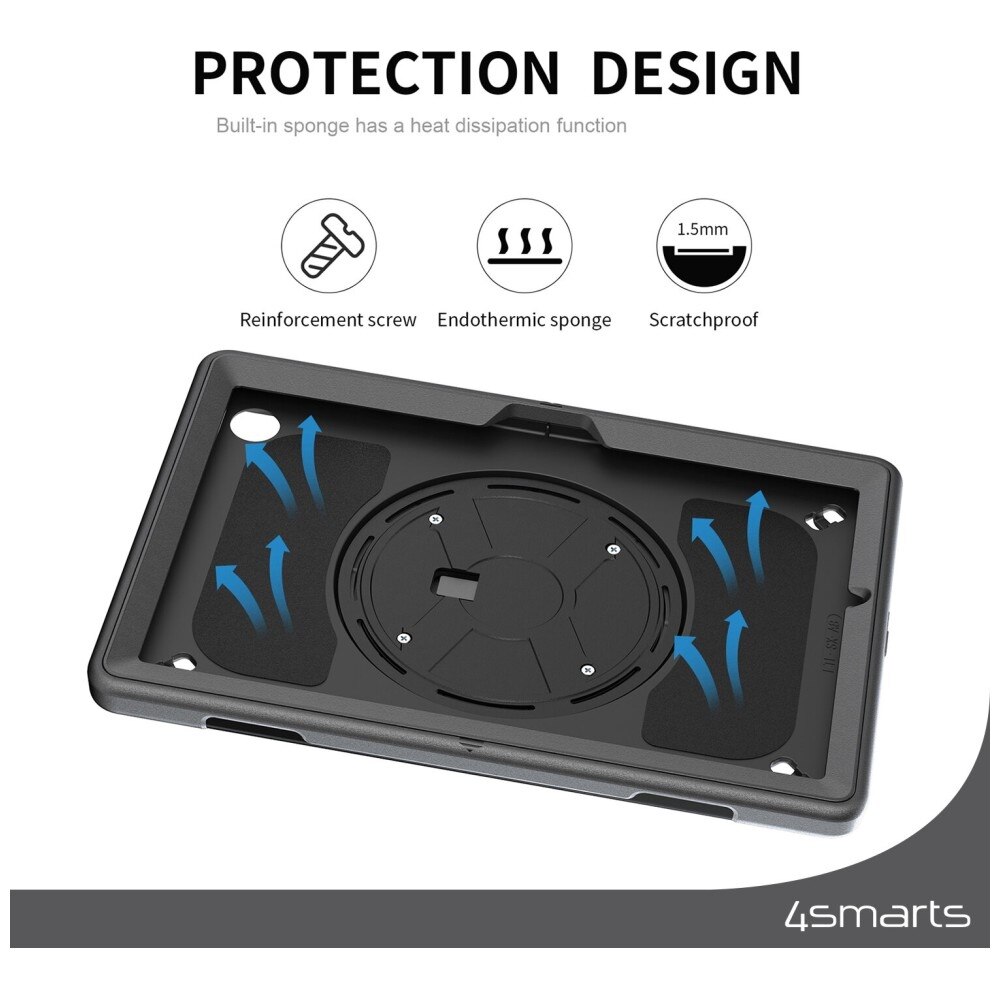 Husă de protecție 4smarts Rugged Case Grip, neagră, pentru Samsung Galaxy Tab A9 Plus, 11 inch, rezistentă la cădere