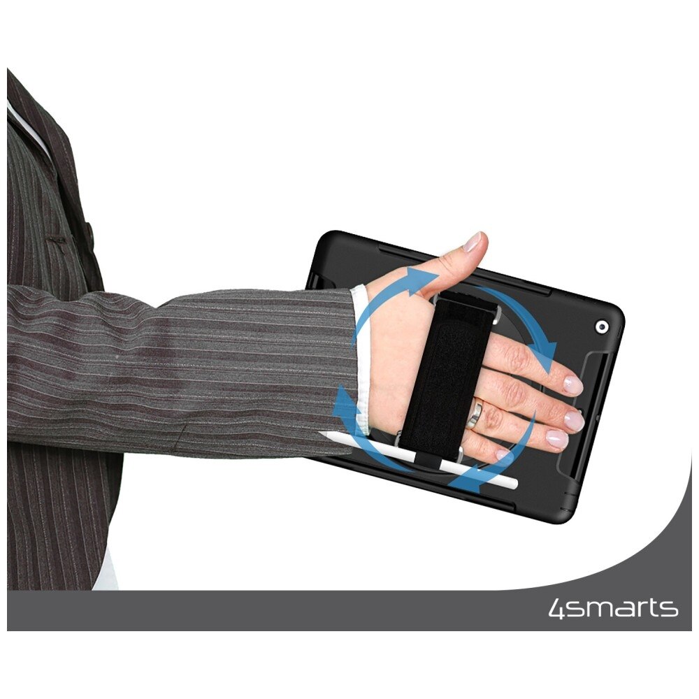 Husă de protecție 4smarts Rugged Case Grip, neagră, pentru Samsung Galaxy Tab A9 Plus, 11 inch, rezistentă la cădere