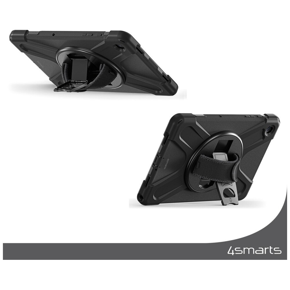 Husă de protecție 4smarts Rugged Case Grip, neagră, pentru Samsung Galaxy Tab A9 Plus, 11 inch, rezistentă la cădere