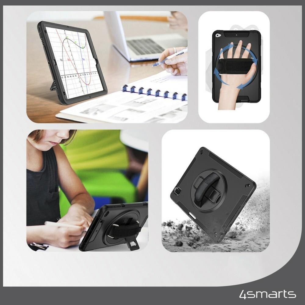 Husă de protecție 4smarts Rugged Case Grip, neagră, pentru Samsung Galaxy Tab A9 Plus, 11 inch, rezistentă la cădere