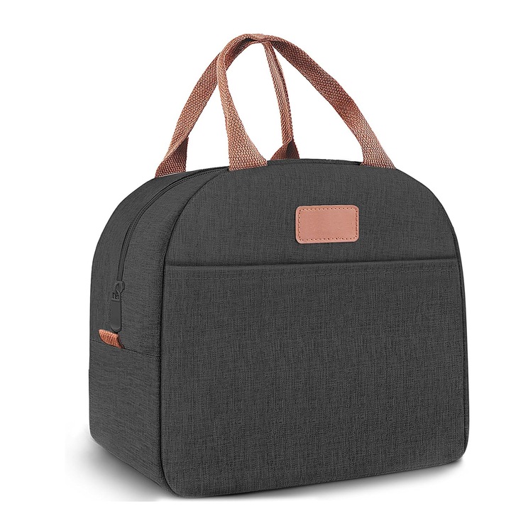 Geanta de pranz izolata unisex/geanta de pranz, etansa si care pastreaza mancarea rece, capacitate mare, reutilizabila, potrivita pentru munca, calatorii si activitati in aer liber (negru)
