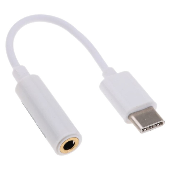 Adaptor Type-C la Jack 3.5mm, ACTIVE, alb, 10cm