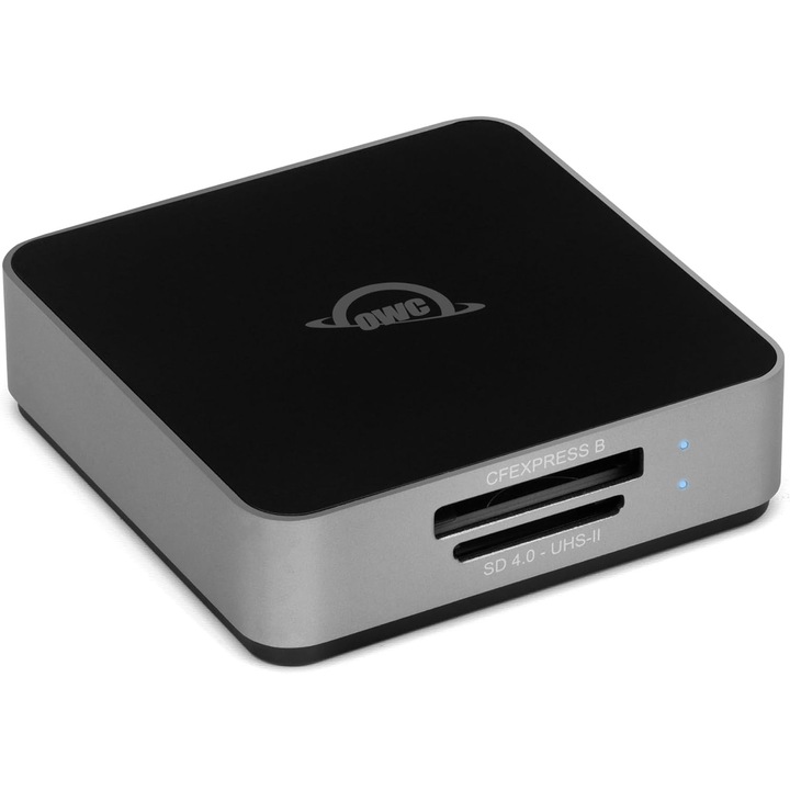 Четец за карти OWC Atlas Dual CFexpress + SD, USB-C, скорост на трансфер 1032 MB/s, компактен дизайн
