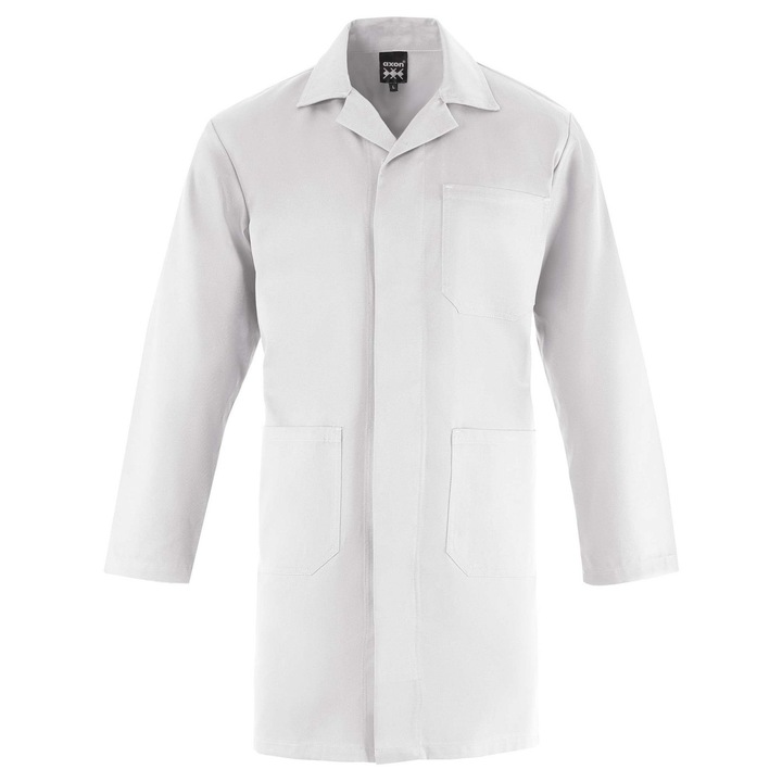 Halat de lucru Axon, alb, 2 buzunare, poliester-bumbac, 3XL