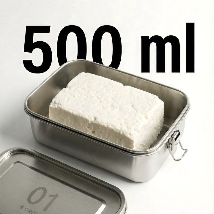 Caserole GRITUAL din Inox 304: Zero Microplastice, 100% Etanse. 500ml