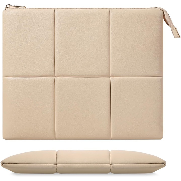 Husă laptop 13.3-14" MoKo, piele PU, culoare nisipiu, dimensiuni 35x27x3cm