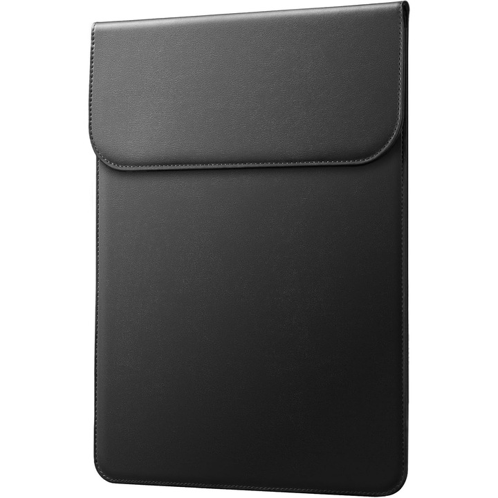 Husa laptop 14 inch, neagra, 34.5x26cm, inchidere magnetica, rezistenta la apa