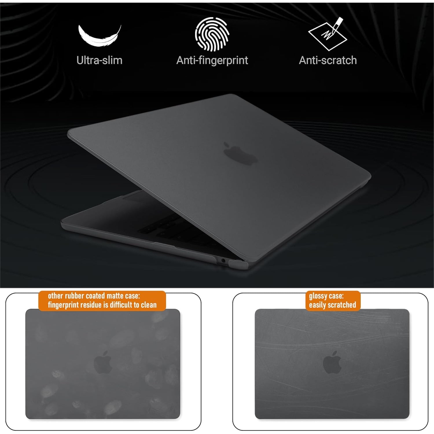 Carcasa Laptop TECOOL pentru MacBook Air 15", Gri Mata, ultra-subtire, cu protectie pentru tastatura