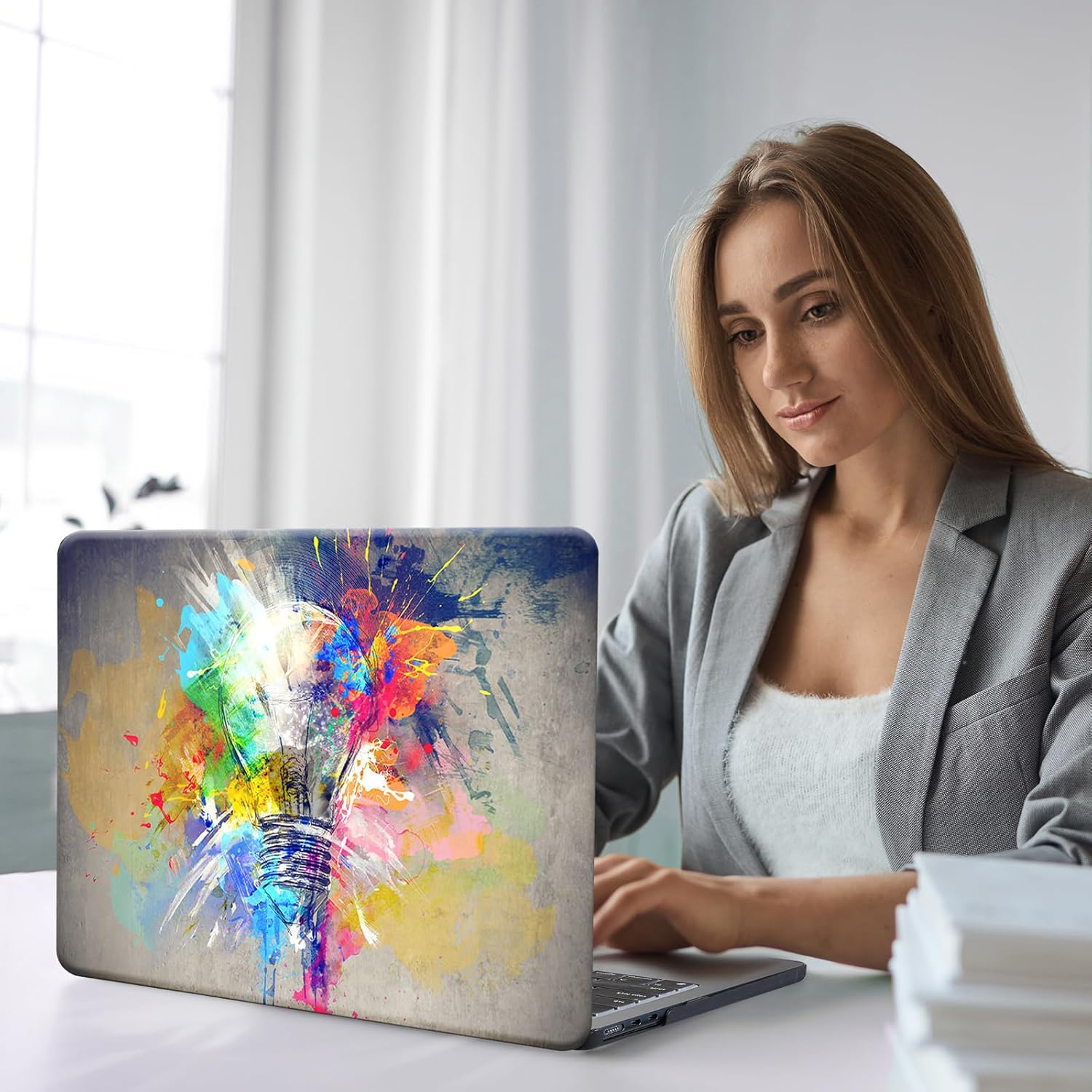 Carcasa laptop AUSMIX pentru MacBook Air 13.6 inch, plastic dur, design gurii, set cu protectie pentru tastatura