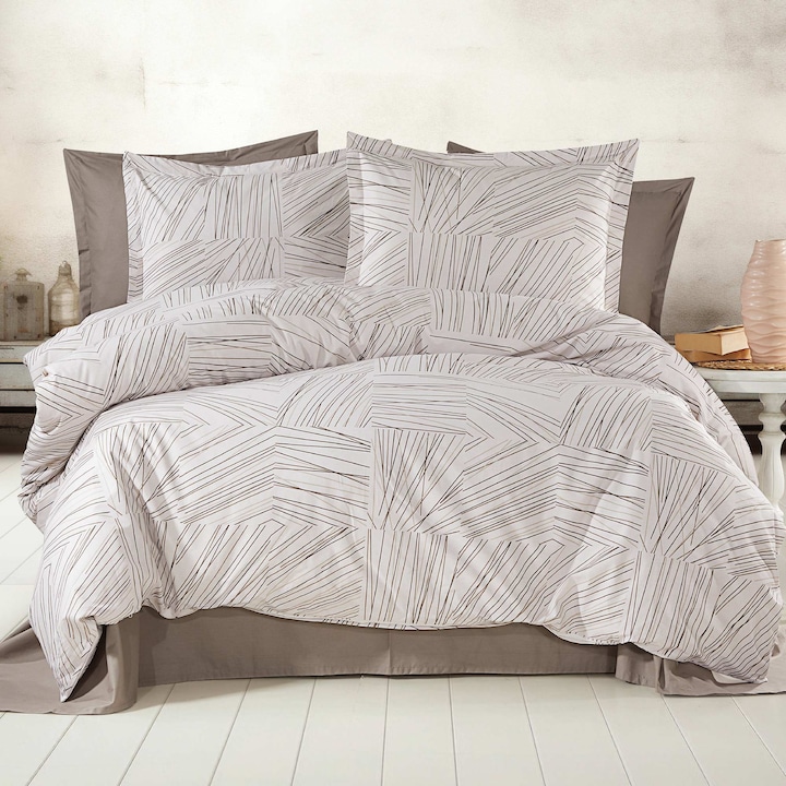 Lenjerie pat KING SIZE NufJoy® 100% BUMBAC RANFORCE, 4 Piese, cearsaf pat 240x260 cm, cearceaf pilota 200x230 cm, 2 fete perne 50x70, Calitate Premium, Cutie Cadou, CP39