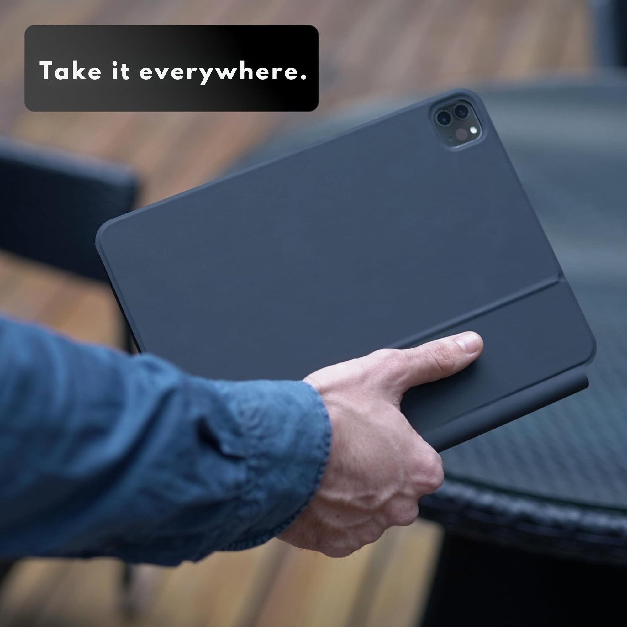 Husă cu tastatură Bluetooth pentru iPad Pro 11" 2024, iluminată, detașabilă, neagră