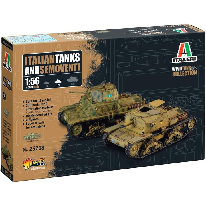 Italeri 1:56 harckocsi modell építőkészlet, 100 darab, 1:56 méretarány, műanyag, hobbihoz