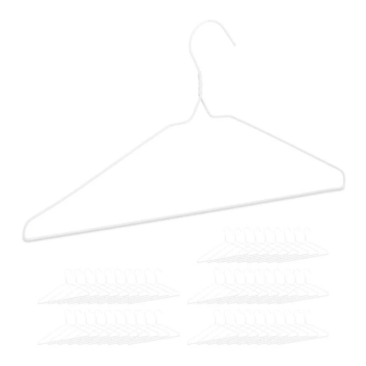 50 darab fém vállfa készlet, Northix, vékony 3mm, hatékony rendszerezés, fémes színű