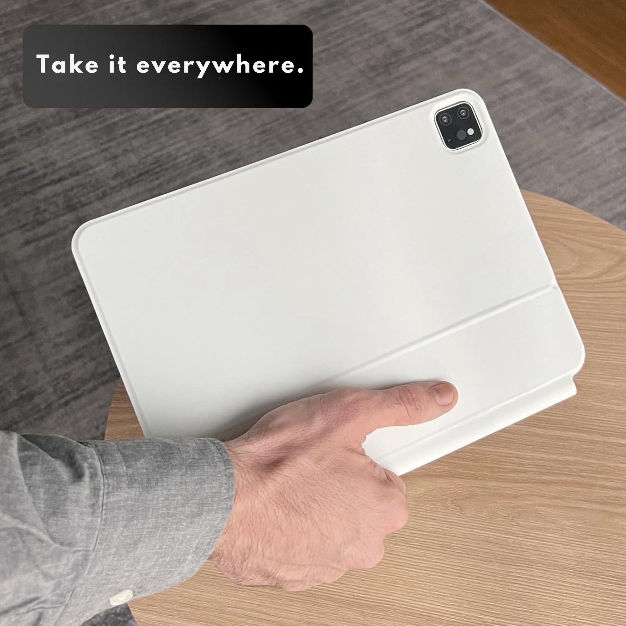 Husă cu tastatură Bluetooth pentru iPad Pro 12.9" & iPad Air 13", iluminată, detașabilă, albă