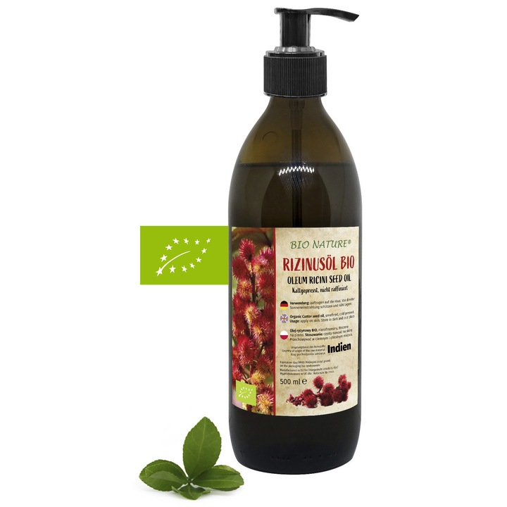 Ulei ricin, Bio Nature, 500 ml, nerafinat, presat la rece, sticla