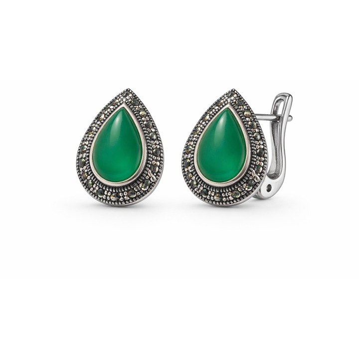 Cercei din Argint 925 cu Safir Verde, pentru Dama